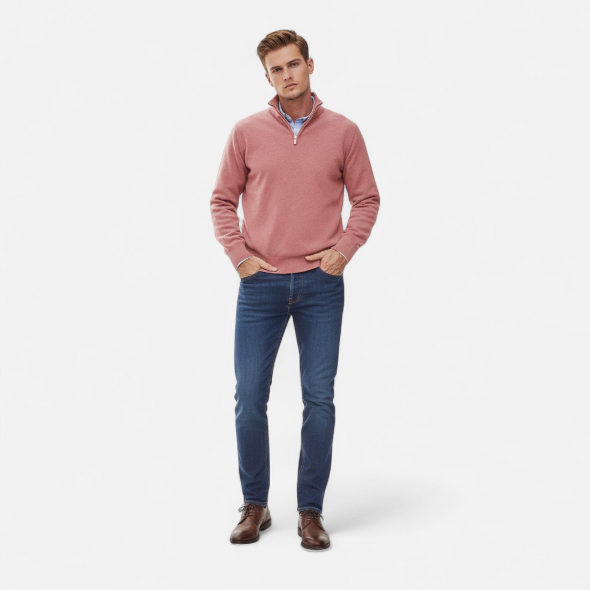 Modero | Pull homme zippé, maille fine