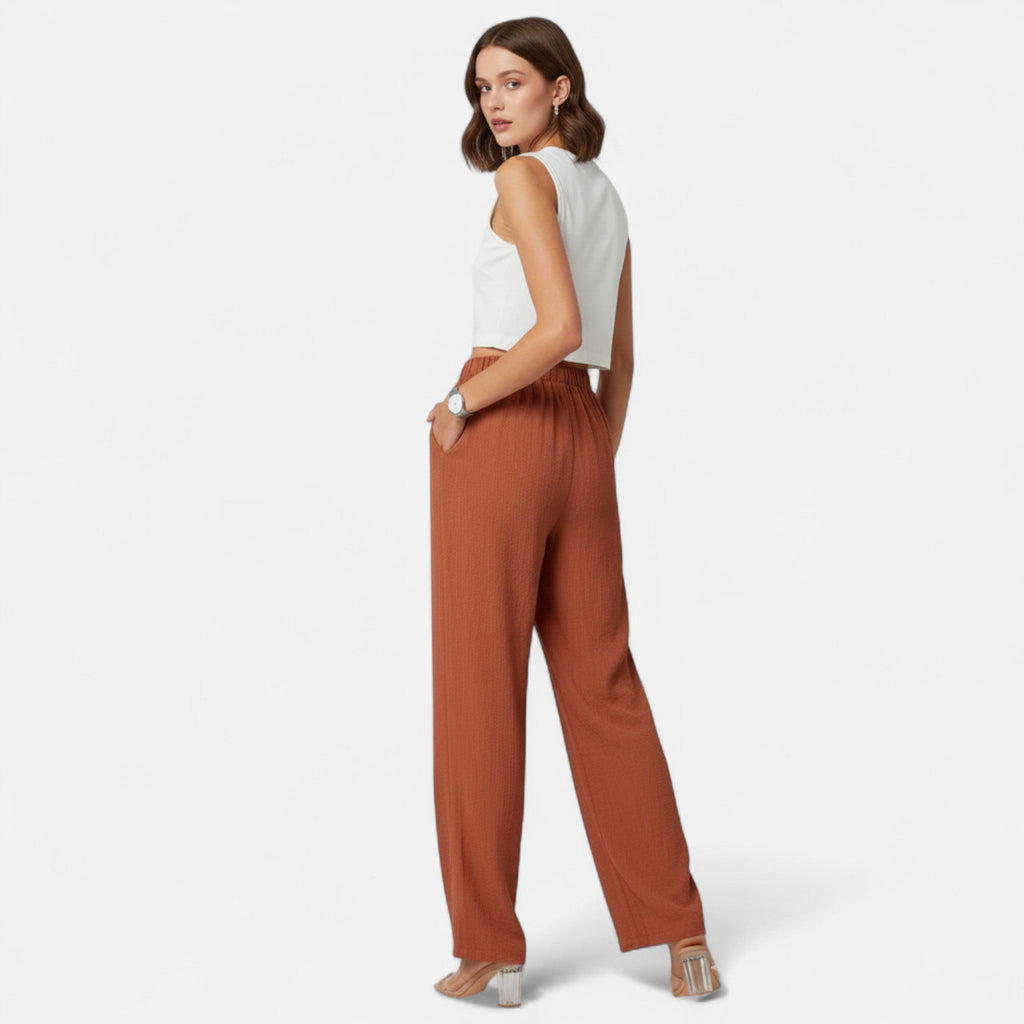 Modero | Pantalon femme à jambe droite, taille haute