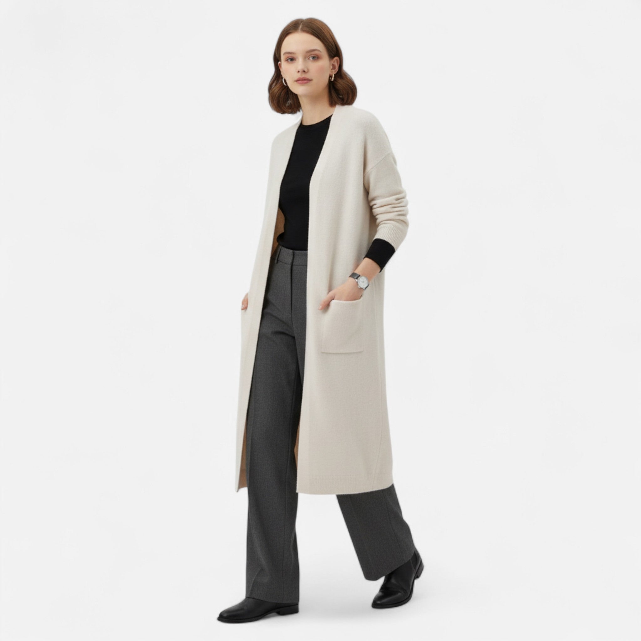 Modero | Cardigan long ouvert femme, coupe fluide