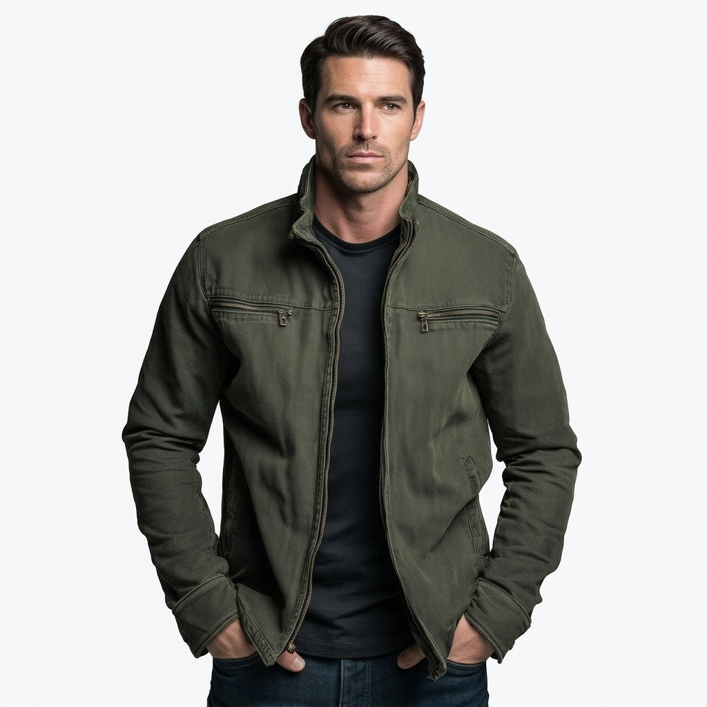 Veste Vintage Pour Homme Avec Fermeture Éclair Et Col Montant – Un Vêtement D'extérieur Classique À Porter AU Quotidien En Automne Et En Hiver