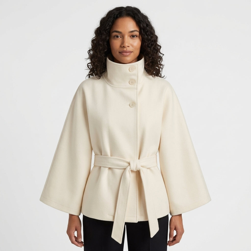 Manteau Pour Femme En Mélange De Laine, Avec Ceinture Et Col Montant : Un Manteau D'hiver Élégant, Idéal Pour Le Bureau, Les Soirées Et Les Tenues D'hiver Raffinées