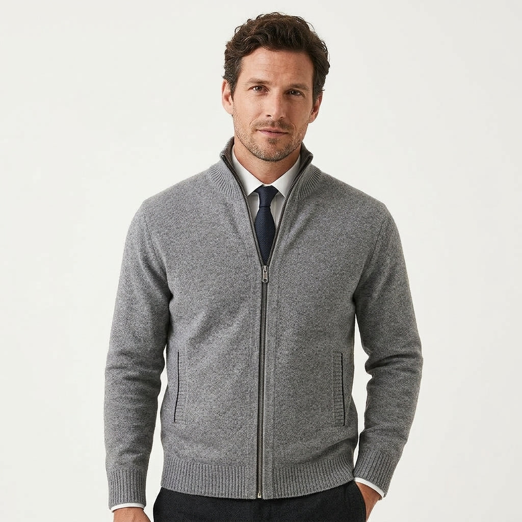 Cardigan Classique En Maille Pour Homme, Avec Fermeture À Glissière : Un Modèle Intemporel, Idéal Pour Des Tenues Élégantes AU Quotidien Et Des Looks Chic Et Décontractés