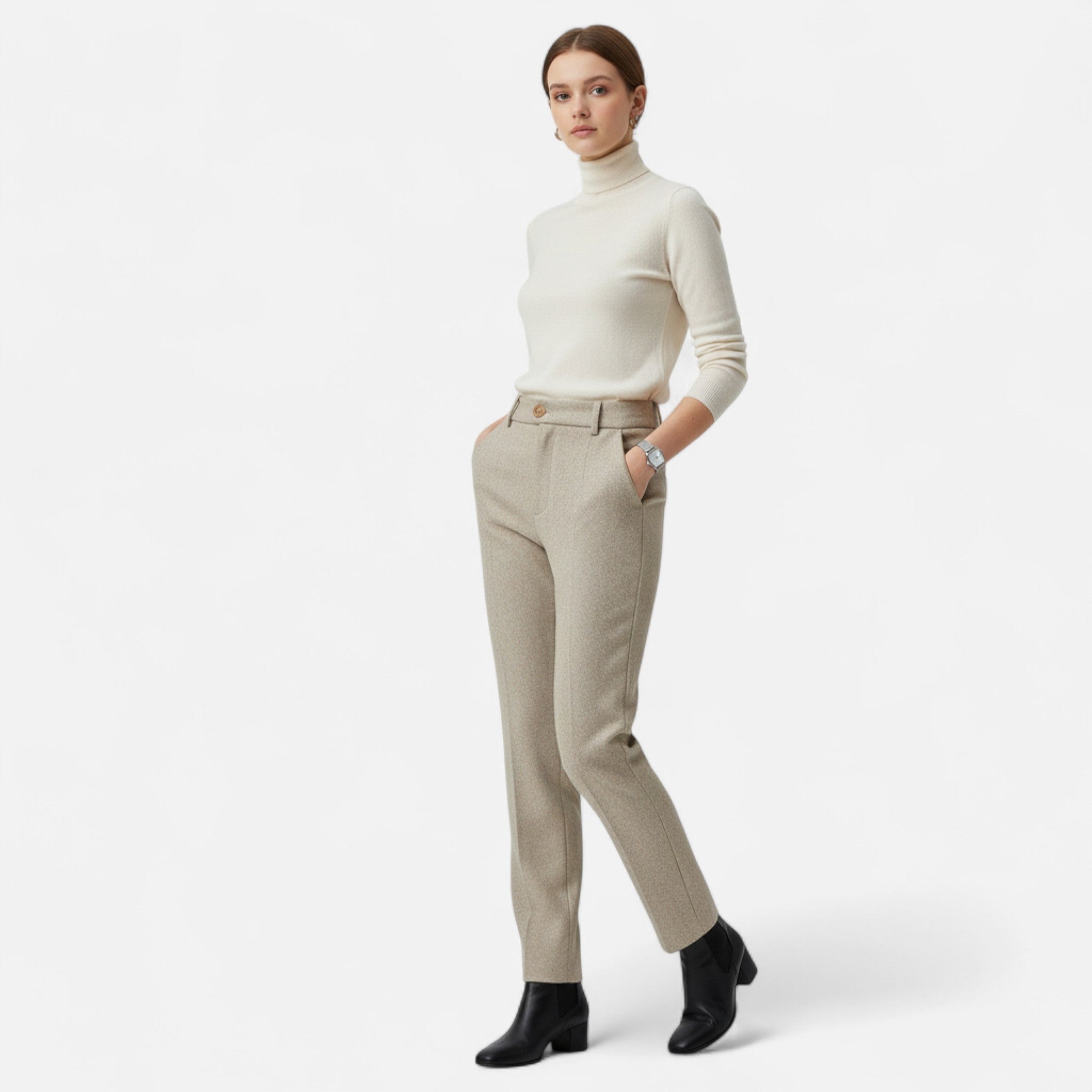 Modero | Pantalon crayon femme, taille haute