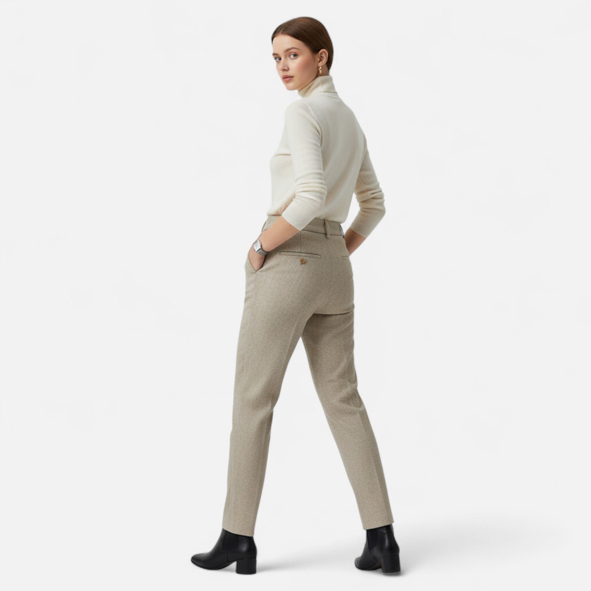 Modero | Pantalon crayon femme, taille haute