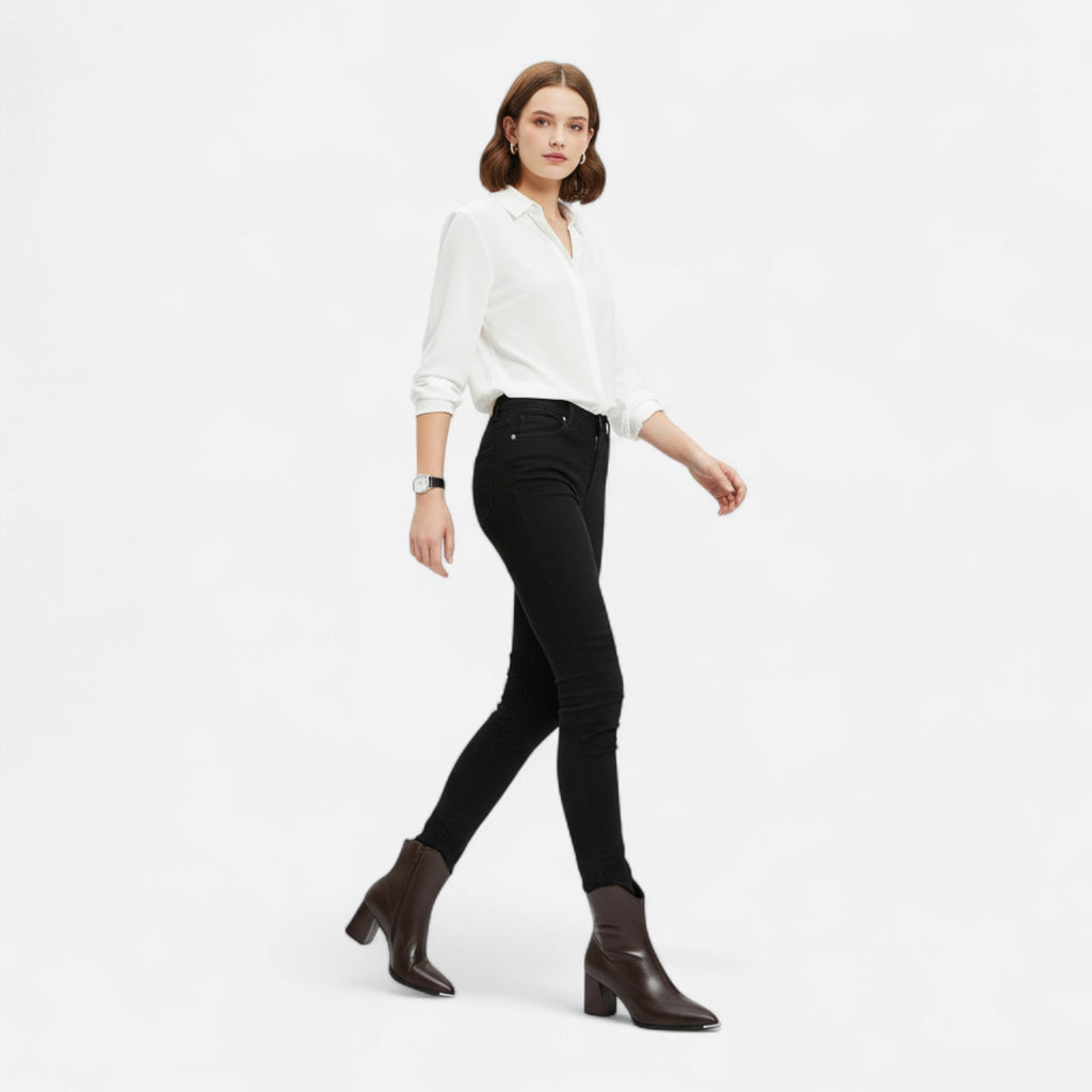 Modero | Bottines Chelsea femme à bout pointu, finition lustrée