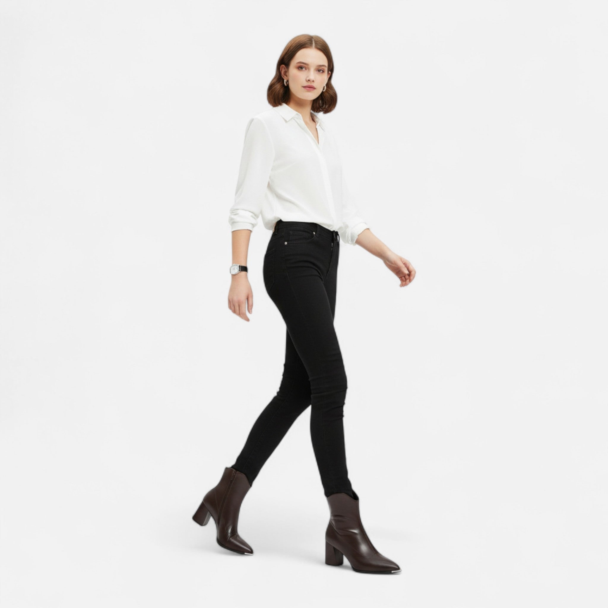 Modero | Bottines Chelsea femme à bout pointu, finition lustrée