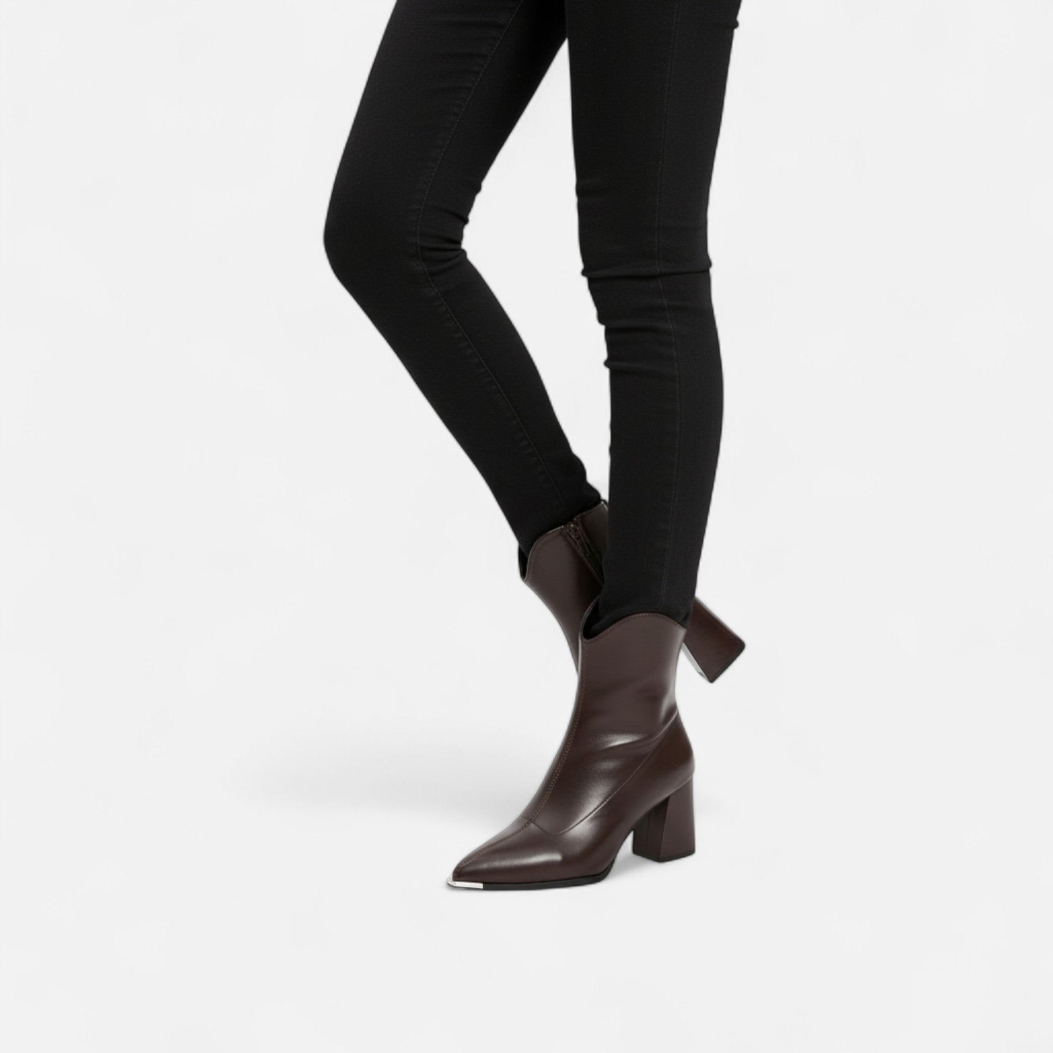 Modero | Bottines Chelsea femme à bout pointu, finition lustrée