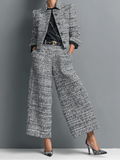 Costume Deux Pièces Pour Femme, En Tissu Texturé Et À La Coupe Ajustée : Un Ensemble Élégant Composé D'un Blazer Et D'un Pantalon, Idéal Pour Le Travail Et Les Occasions Spéciales
