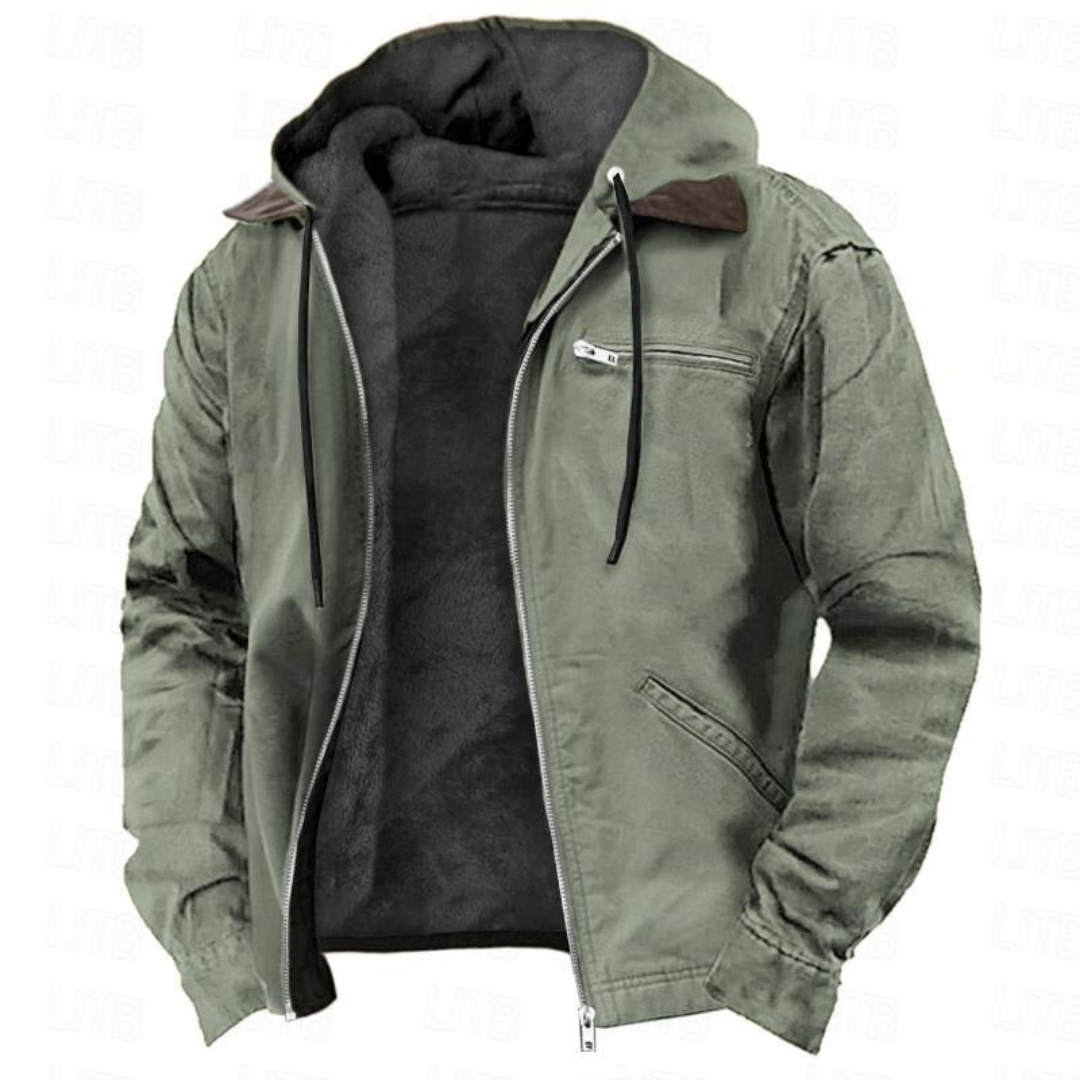 Veste D'hiver Pour Homme Avec Capuche Amovible Et Fermeture Éclair : Une Veste Chaude Et Polyvalente Pour L'automne Et L'hiver