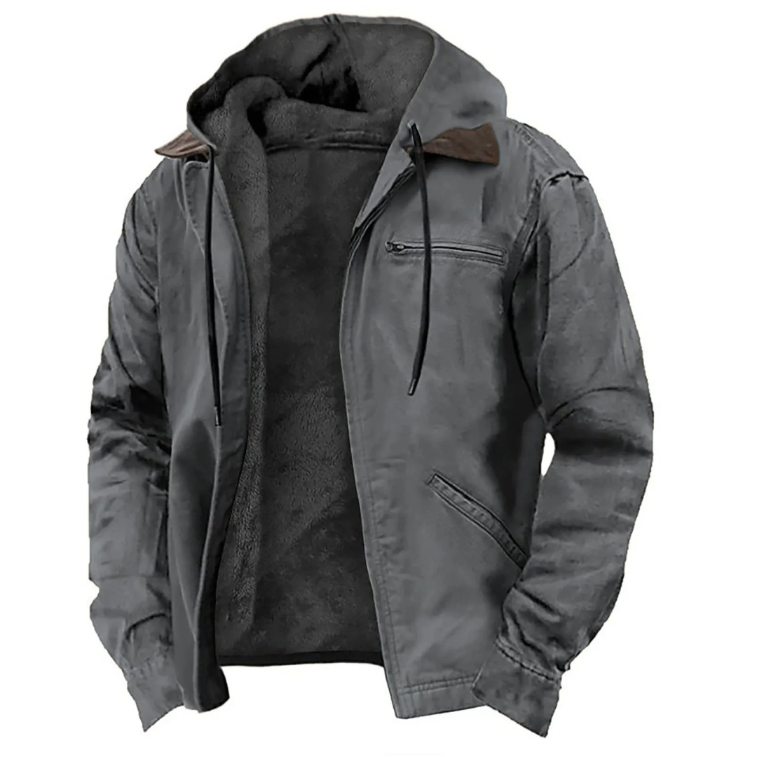 Veste D'hiver Pour Homme Avec Capuche Amovible Et Fermeture Éclair : Une Veste Chaude Et Polyvalente Pour L'automne Et L'hiver
