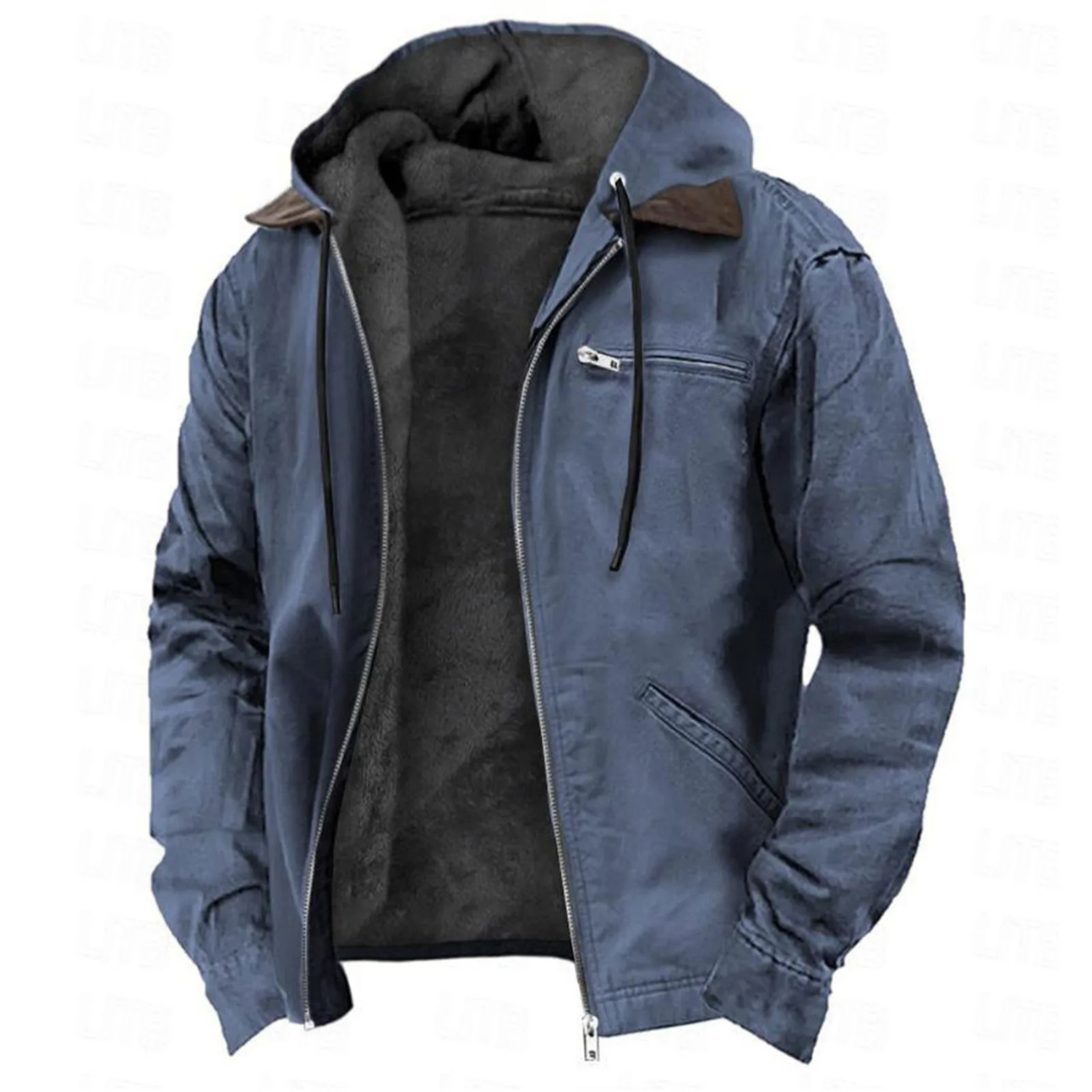 Veste D'hiver Pour Homme Avec Capuche Amovible Et Fermeture Éclair : Une Veste Chaude Et Polyvalente Pour L'automne Et L'hiver