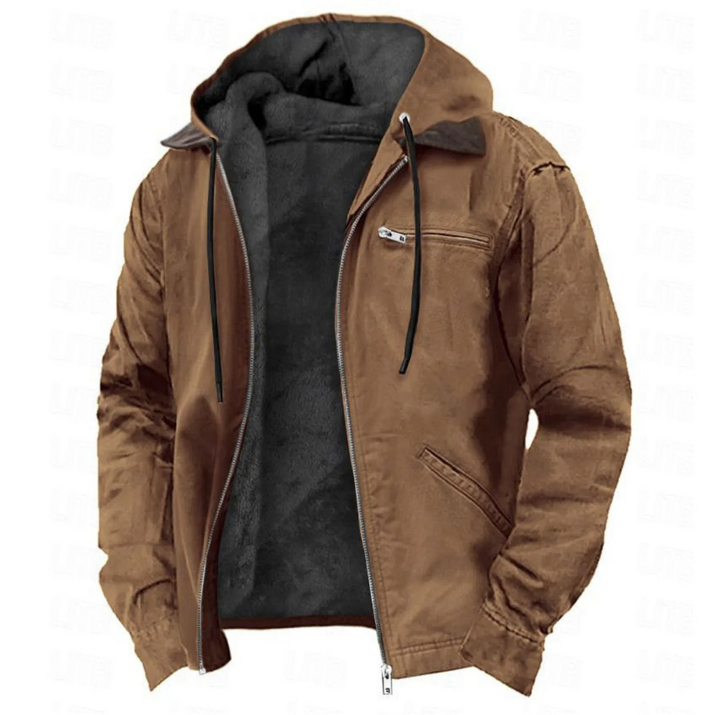Veste D'hiver Pour Homme Avec Capuche Amovible Et Fermeture Éclair : Une Veste Chaude Et Polyvalente Pour L'automne Et L'hiver