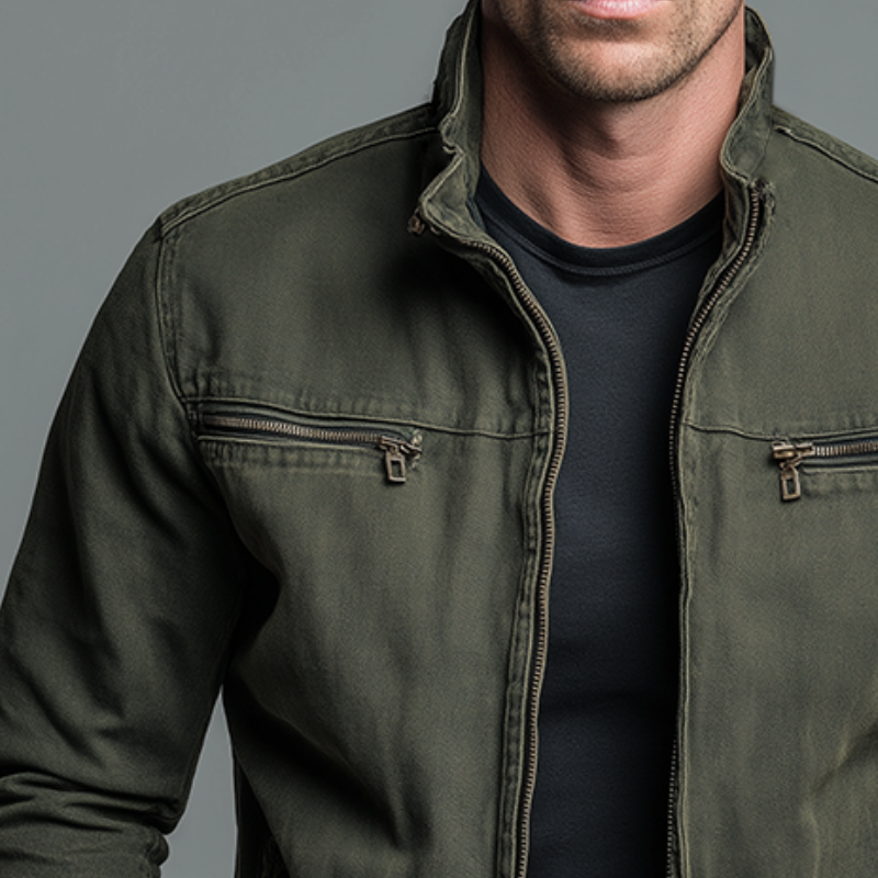 Veste Vintage Pour Homme Avec Fermeture Éclair Et Col Montant – Un Vêtement D'extérieur Classique À Porter AU Quotidien En Automne Et En Hiver