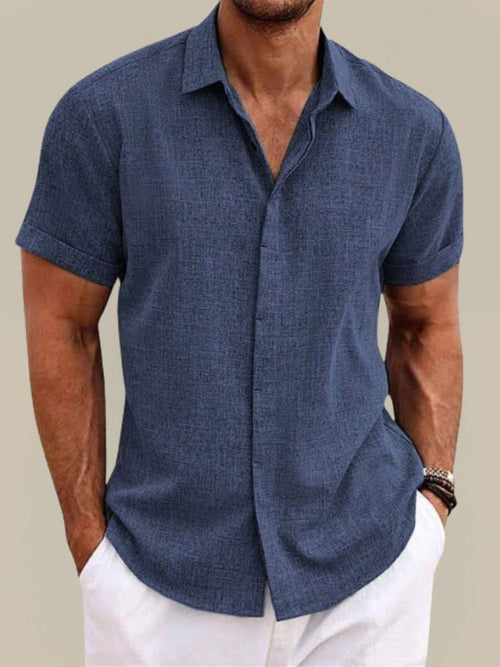 Chemise En Lin À Manches Courtes Et Boutons Pour Homme – Une Chemise D'été Légère Et Respirante, Idéale Pour Les Vacances, Les Journées Chaudes Et Les Tenues Décontractées AU Quotidien