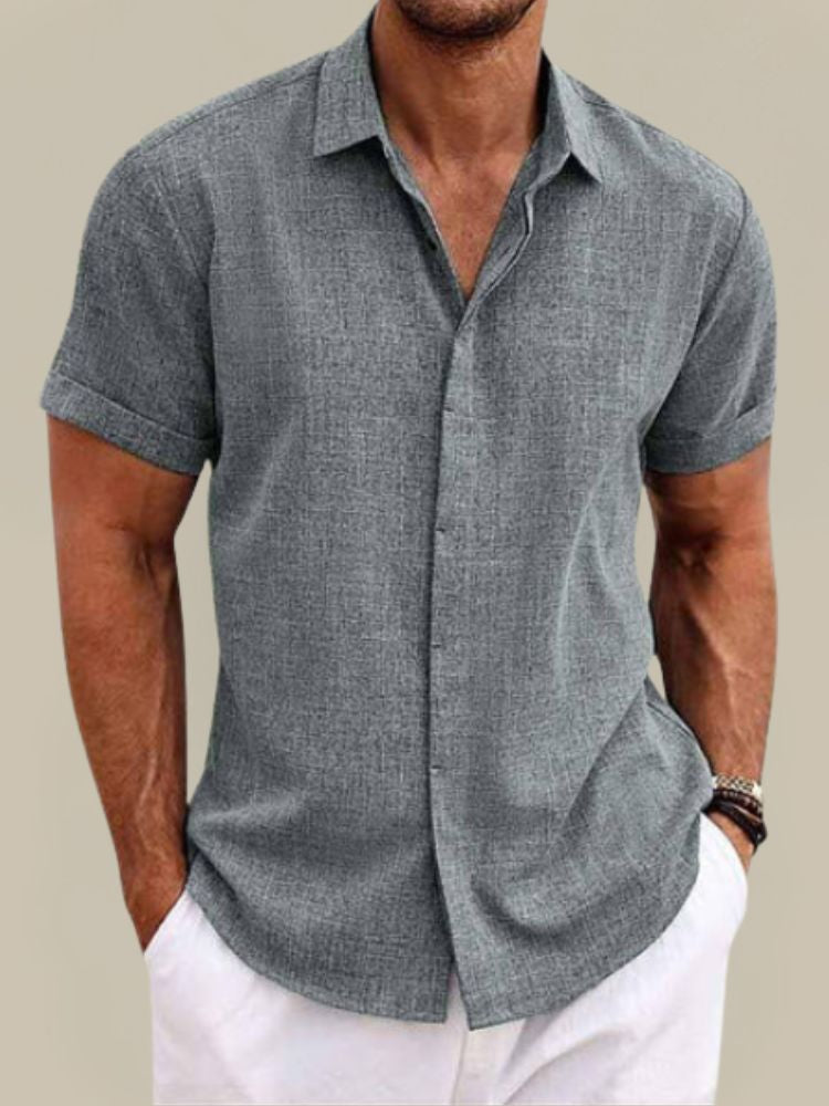 Chemise En Lin À Manches Courtes Et Boutons Pour Homme – Une Chemise D'été Légère Et Respirante, Idéale Pour Les Vacances, Les Journées Chaudes Et Les Tenues Décontractées AU Quotidien