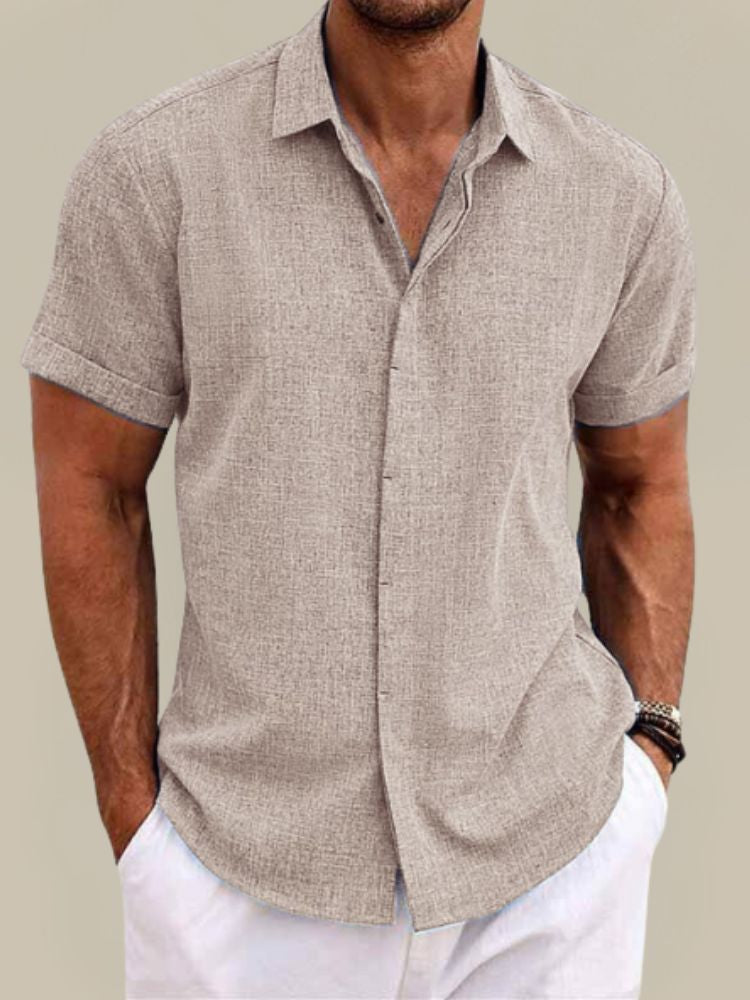 Chemise En Lin À Manches Courtes Et Boutons Pour Homme – Une Chemise D'été Légère Et Respirante, Idéale Pour Les Vacances, Les Journées Chaudes Et Les Tenues Décontractées AU Quotidien