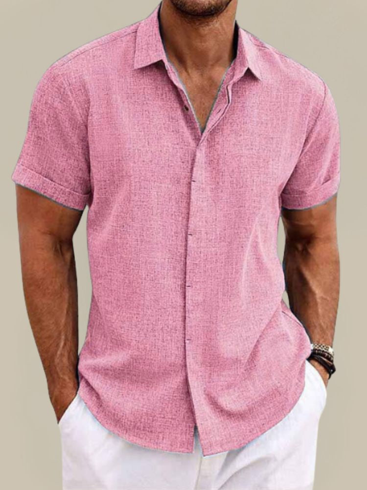 Chemise En Lin À Manches Courtes Et Boutons Pour Homme – Une Chemise D'été Légère Et Respirante, Idéale Pour Les Vacances, Les Journées Chaudes Et Les Tenues Décontractées AU Quotidien