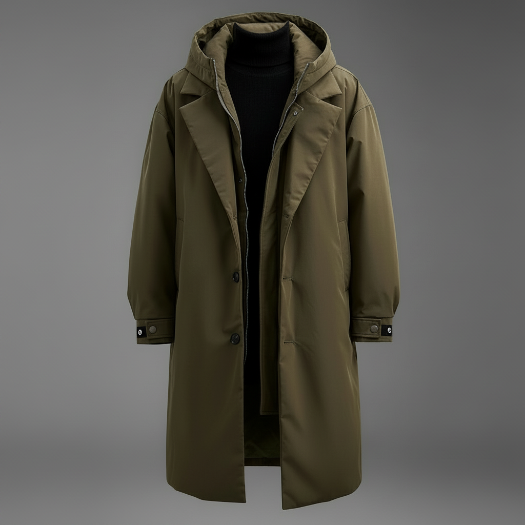 Trench Imperméable Pour Homme, Avec Capuche Et Coupe Longue – Manteau Résistant Aux Intempéries, Idéal Pour La Vie Urbaine, Les Trajets Quotidiens Et Les Voyages