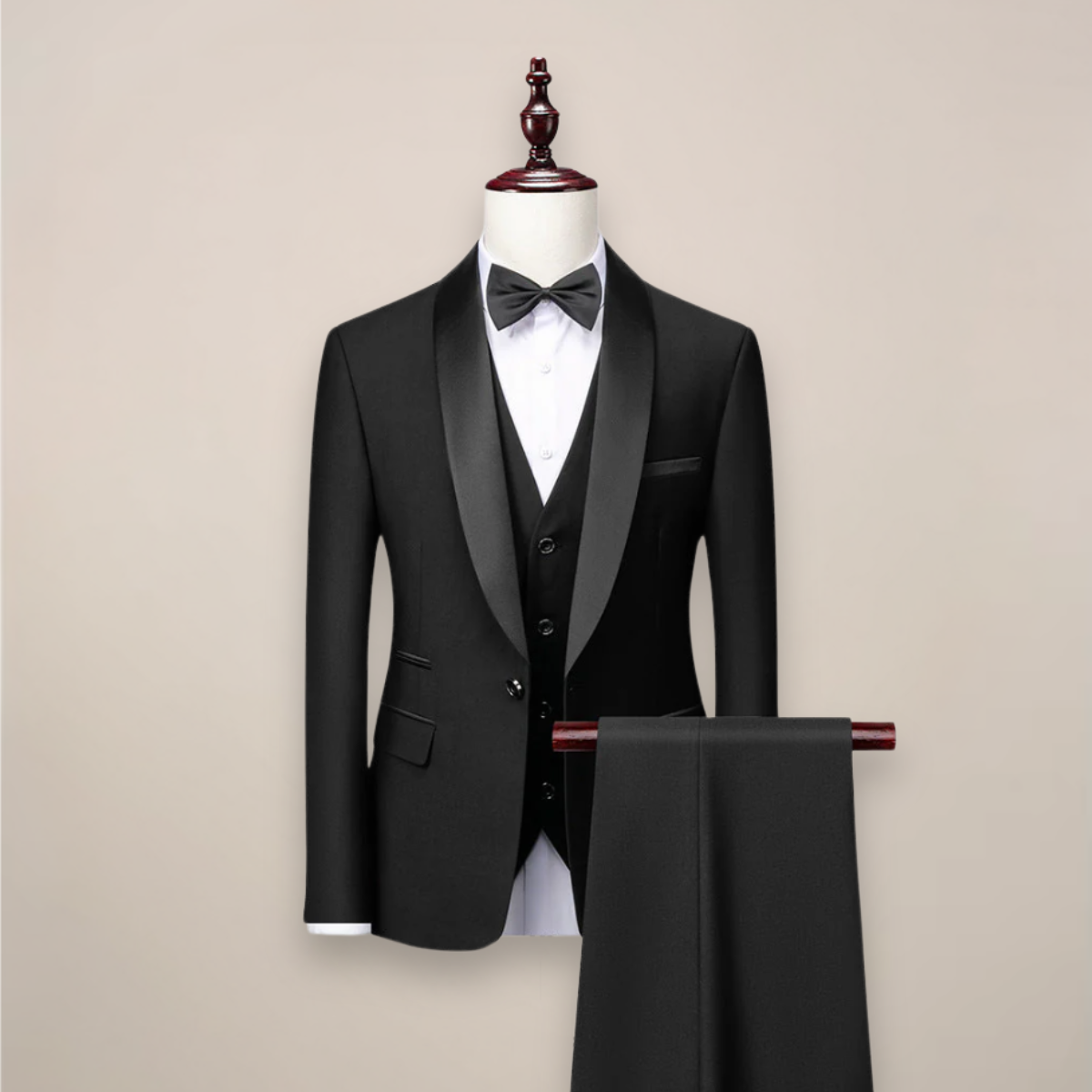 Smoking Trois Pièces Pour Homme, À Col Châle Et Coupe Ajustée : Une Tenue De Cérémonie Élégante Pour Les Mariages, Les Soirées De Gala Et Les Occasions Spéciales En Soirée