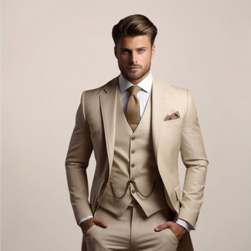 Costume Trois Pièces Respirant Pour Homme, Composé D'un Blazer, D'un Gilet Et D'un Pantalon : Un Ensemble Élégant Idéal Pour Les Mariages Printaniers Et Les Occasions Formelles