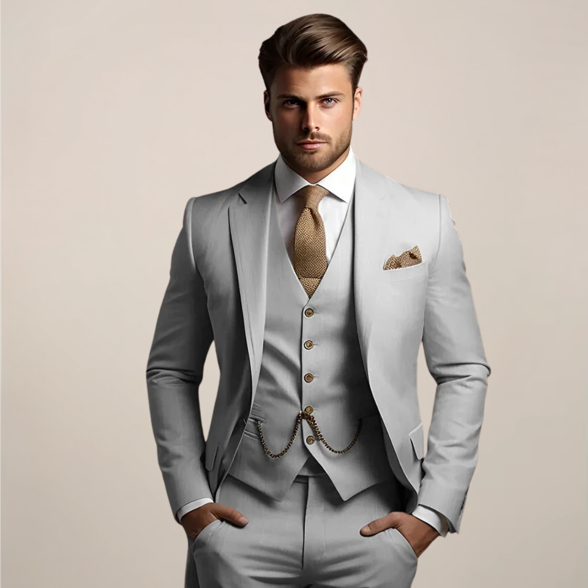 Costume Trois Pièces Respirant Pour Homme, Composé D'un Blazer, D'un Gilet Et D'un Pantalon : Un Ensemble Élégant Idéal Pour Les Mariages Printaniers Et Les Occasions Formelles