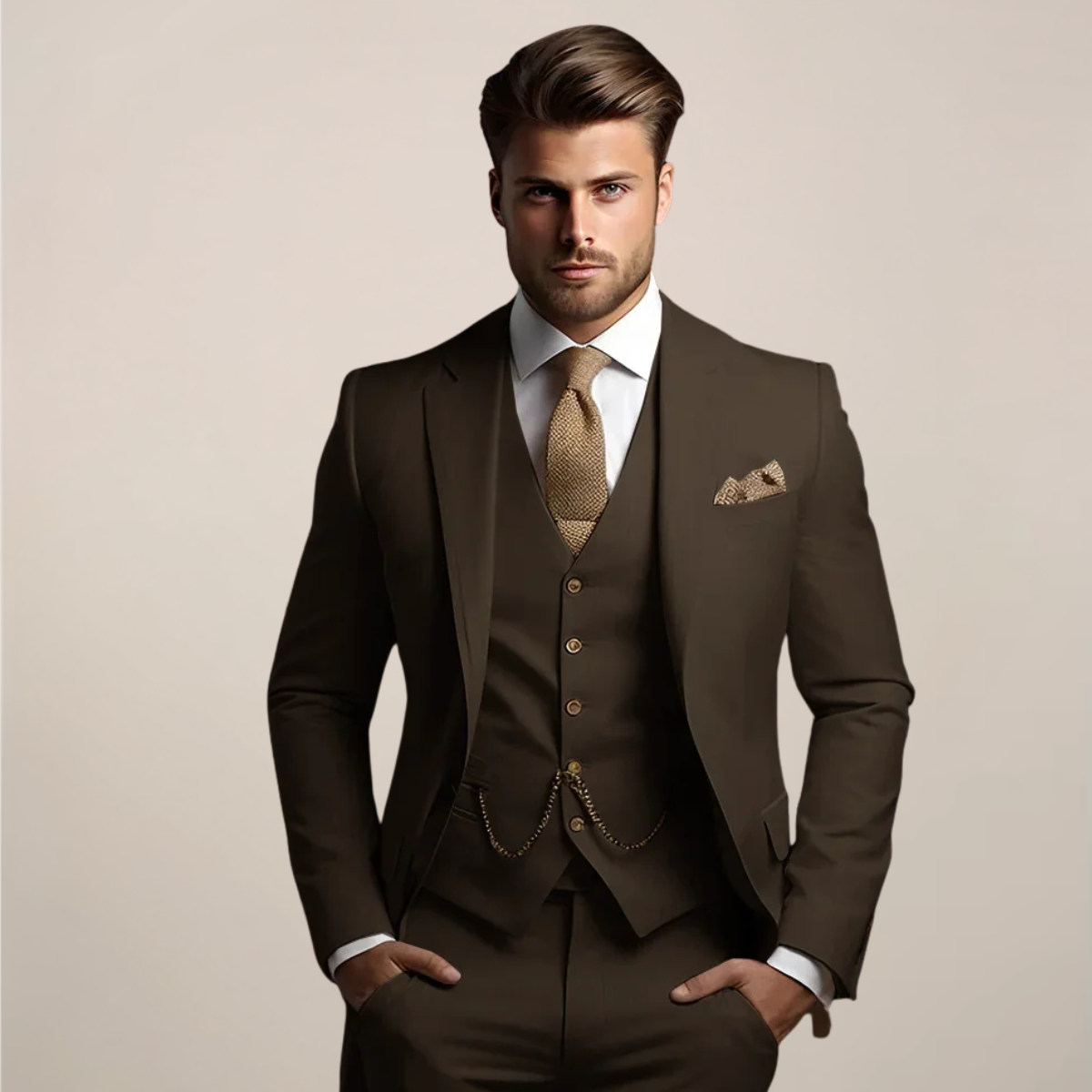 Costume Trois Pièces Respirant Pour Homme, Composé D'un Blazer, D'un Gilet Et D'un Pantalon : Un Ensemble Élégant Idéal Pour Les Mariages Printaniers Et Les Occasions Formelles