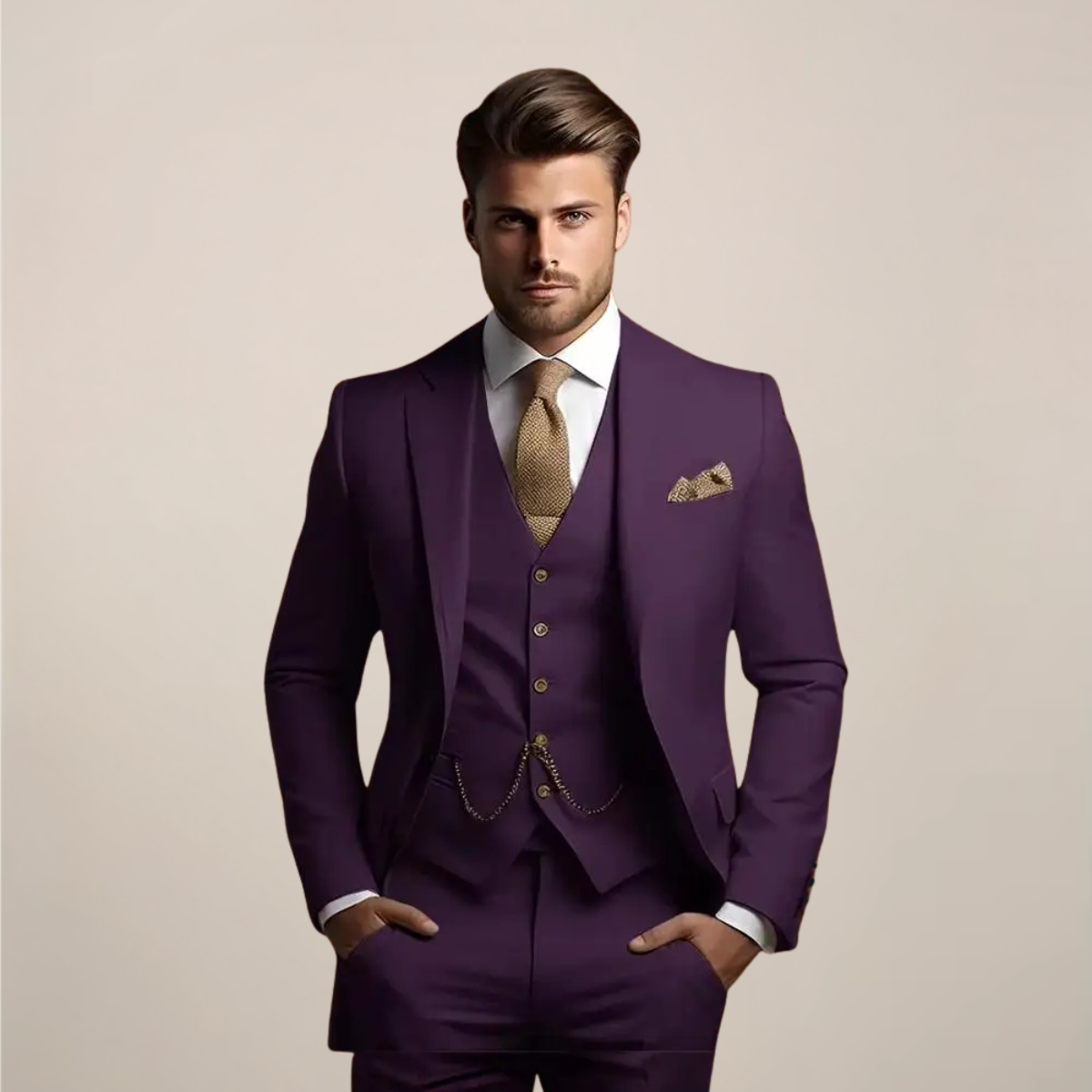 Costume Trois Pièces Respirant Pour Homme, Composé D'un Blazer, D'un Gilet Et D'un Pantalon : Un Ensemble Élégant Idéal Pour Les Mariages Printaniers Et Les Occasions Formelles