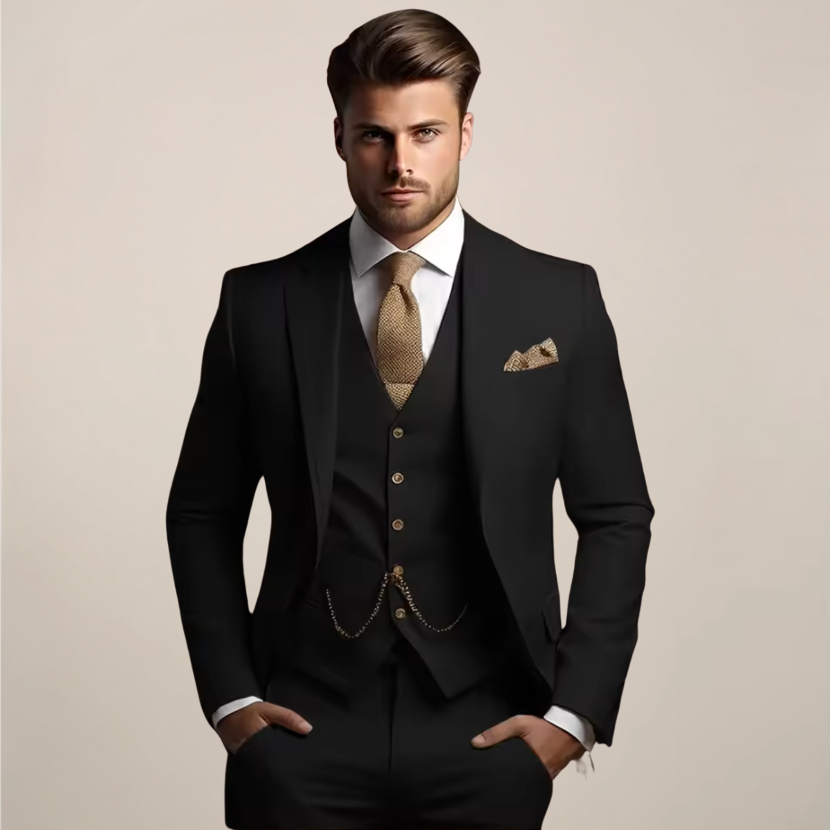Costume Trois Pièces Respirant Pour Homme, Composé D'un Blazer, D'un Gilet Et D'un Pantalon : Un Ensemble Élégant Idéal Pour Les Mariages Printaniers Et Les Occasions Formelles