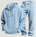 Ensemble De Sport Pour Homme En Maille Gaufrée, Composé D'un Sweat À Capuche À Demi-zip Et D'un Pantalon De Survêtement : Une Tenue Décontractée Idéale Pour Voyager Et Se Détendre