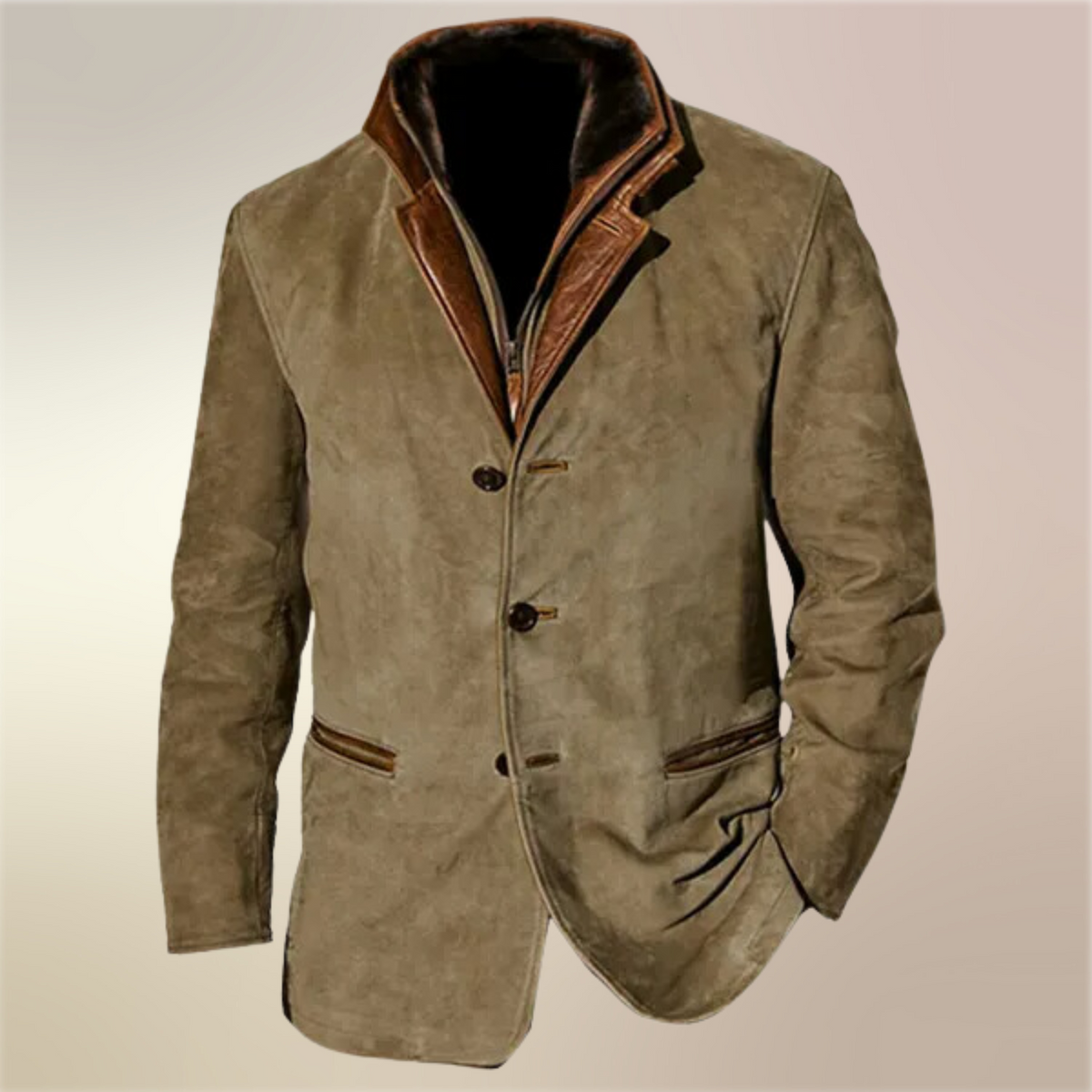 Veste En Daim Pour Homme Avec Doublure – Une Veste Classique D'inspiration Vintage, Idéale Pour L'automne, L'hiver Et Un Look Élégant AU Quotidien