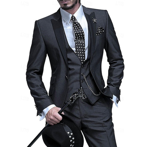 Élégant Costume Trois Pièces Pour Homme À La Coupe Ajustée : Un Costume Raffiné Idéal Pour Les Mariages, Les Occasions Festives Et Les Événements Officiels
