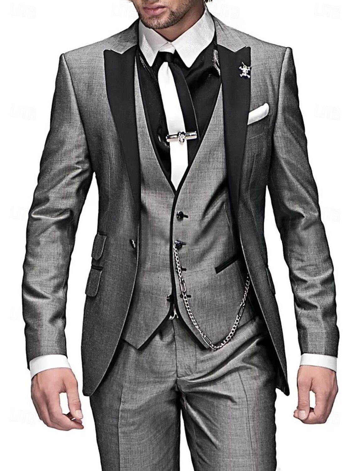 Élégant Costume Trois Pièces Pour Homme À La Coupe Ajustée : Un Costume Raffiné Idéal Pour Les Mariages, Les Occasions Festives Et Les Événements Officiels