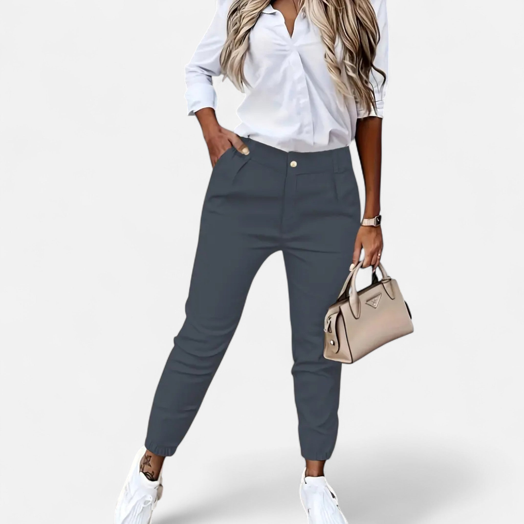 Modero | Pantalon femme taille haute, coupe ajustée