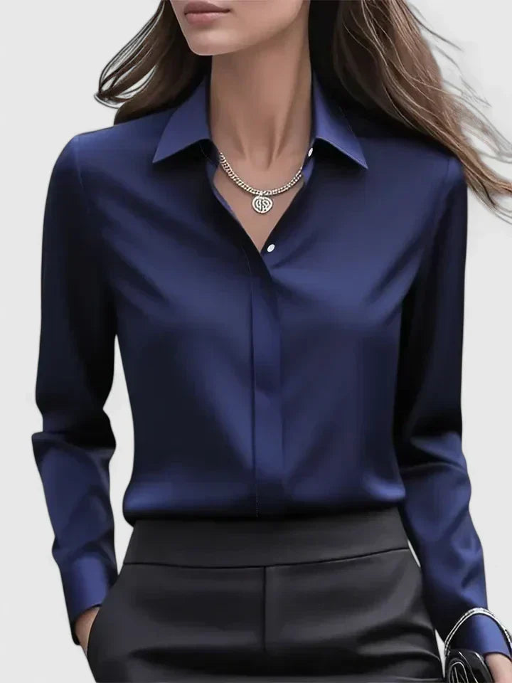Chemisier En Satin À Manches Longues Pour Femme – Une Chemise Élégante Pour Le Bureau Et Des Tenues De Tous Les Jours Pleines De Style