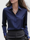 Chemisier En Satin À Manches Longues Pour Femme – Une Chemise Élégante Pour Le Bureau Et Des Tenues De Tous Les Jours Pleines De Style