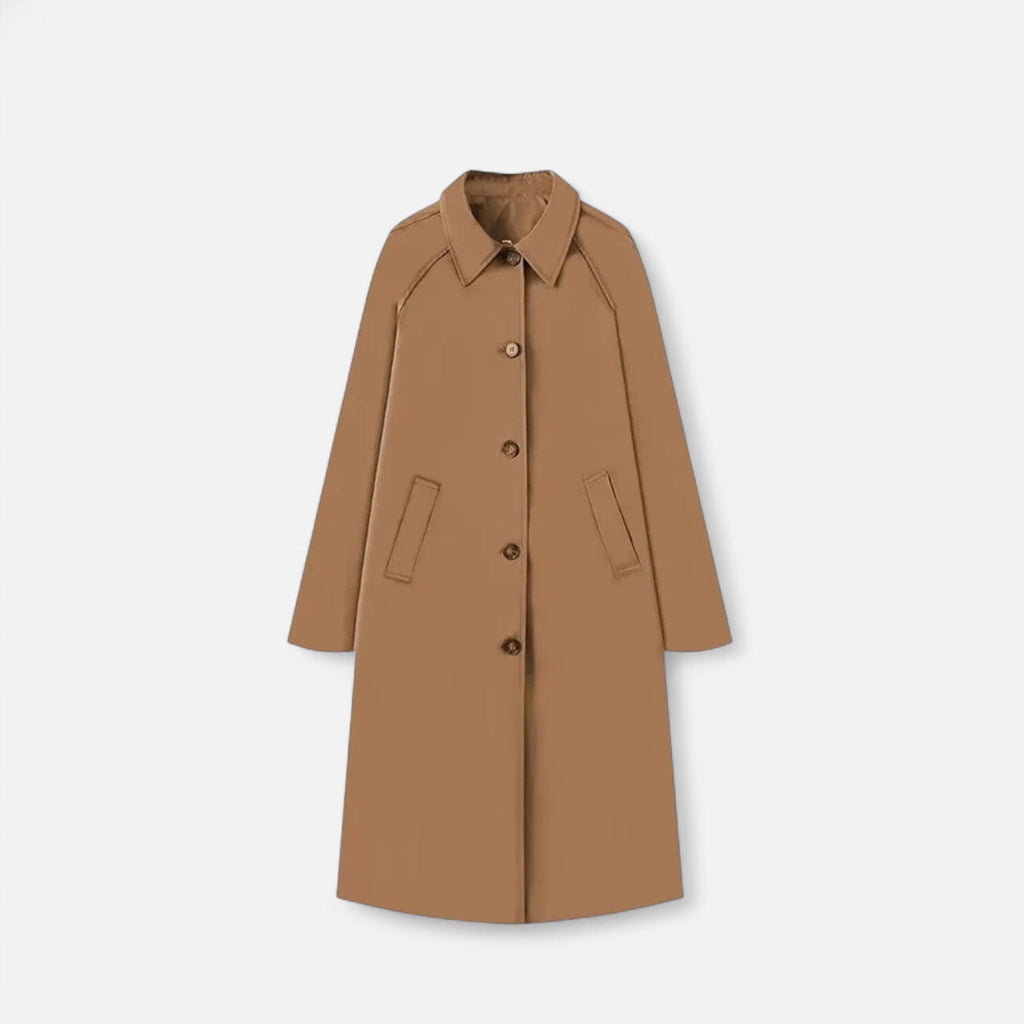 Modero | Trench long femme, simple boutonnage