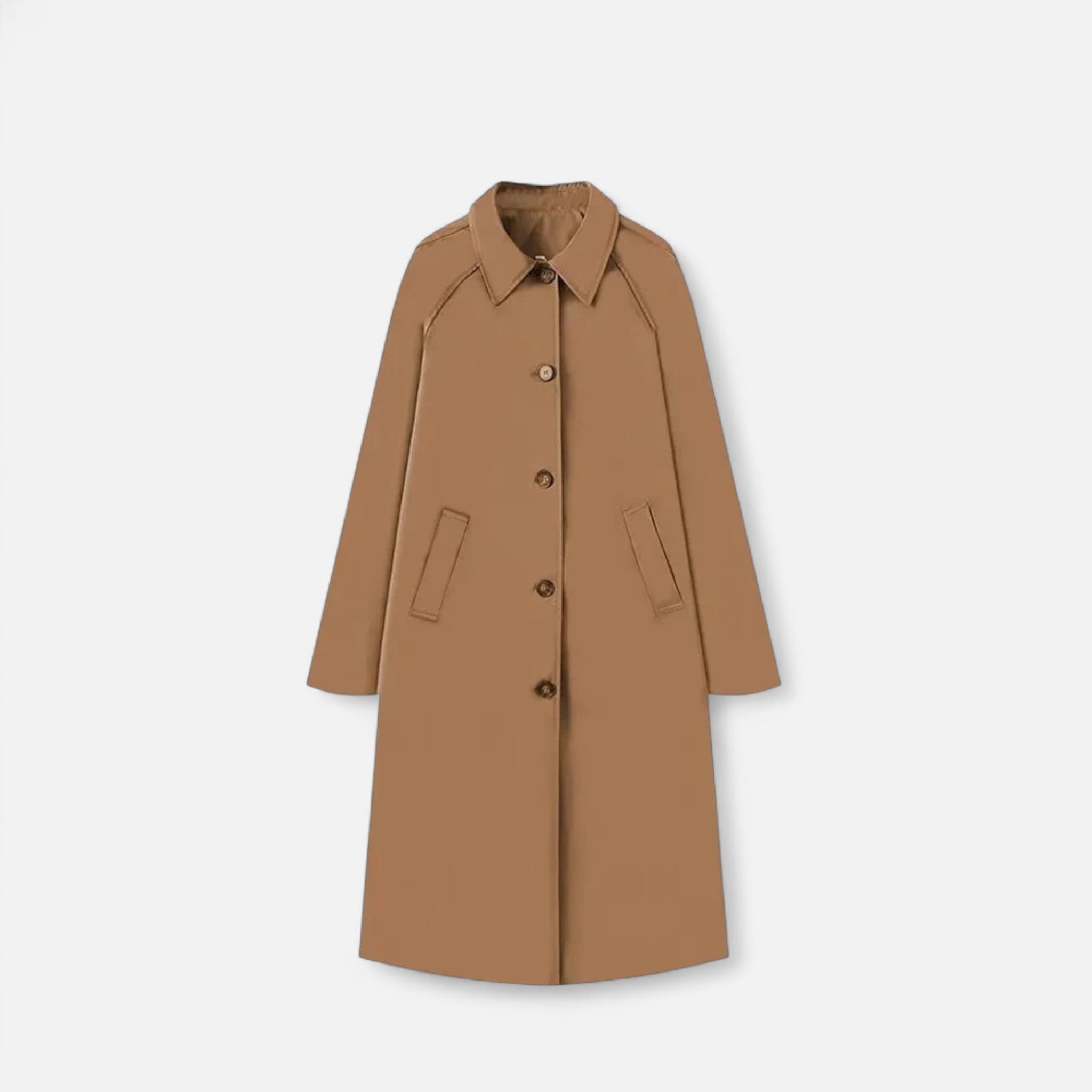 Modero | Trench long femme, simple boutonnage