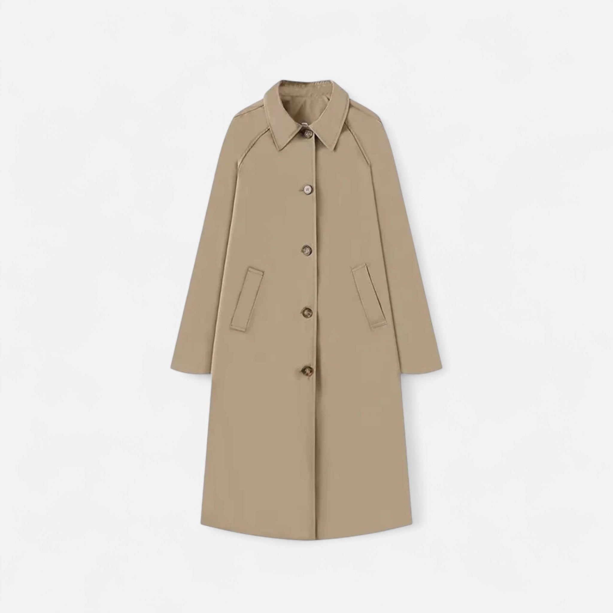Modero | Trench long femme, simple boutonnage