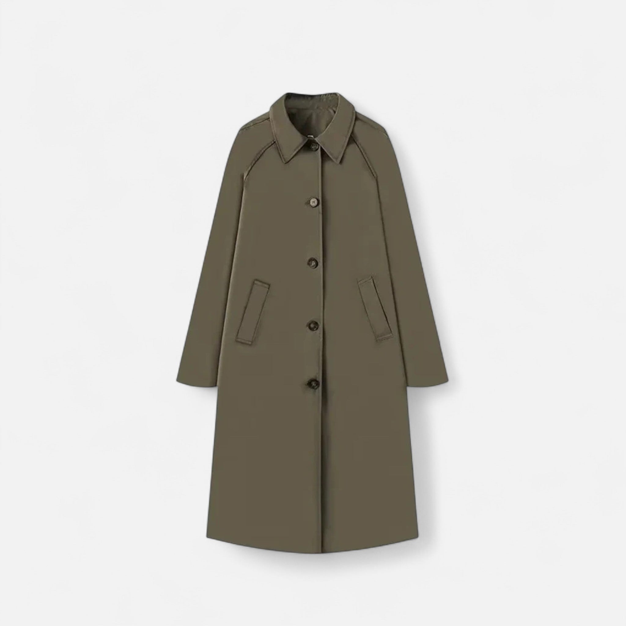 Modero | Trench long femme, simple boutonnage