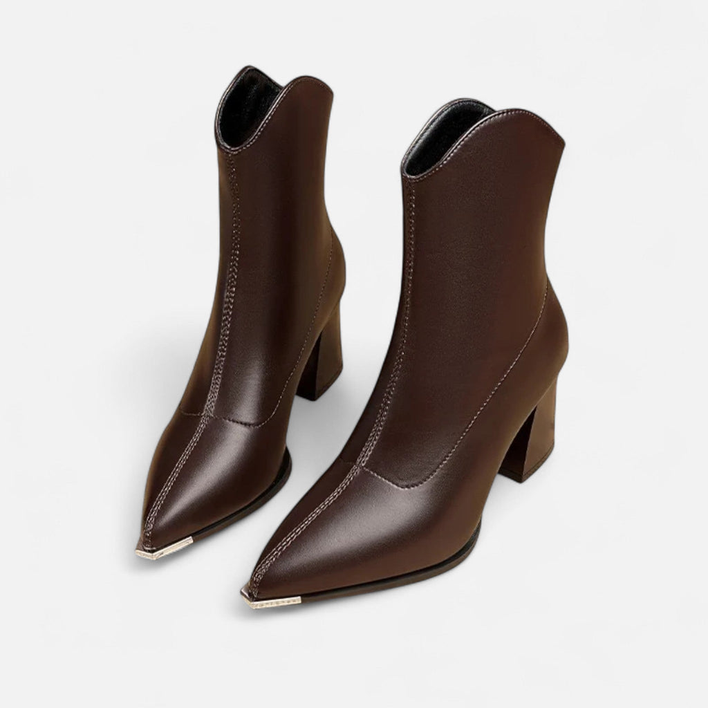 Modero | Bottines Chelsea femme à bout pointu, finition lustrée