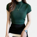 Modero | Blouse en maille femme, col roulé manches courtes