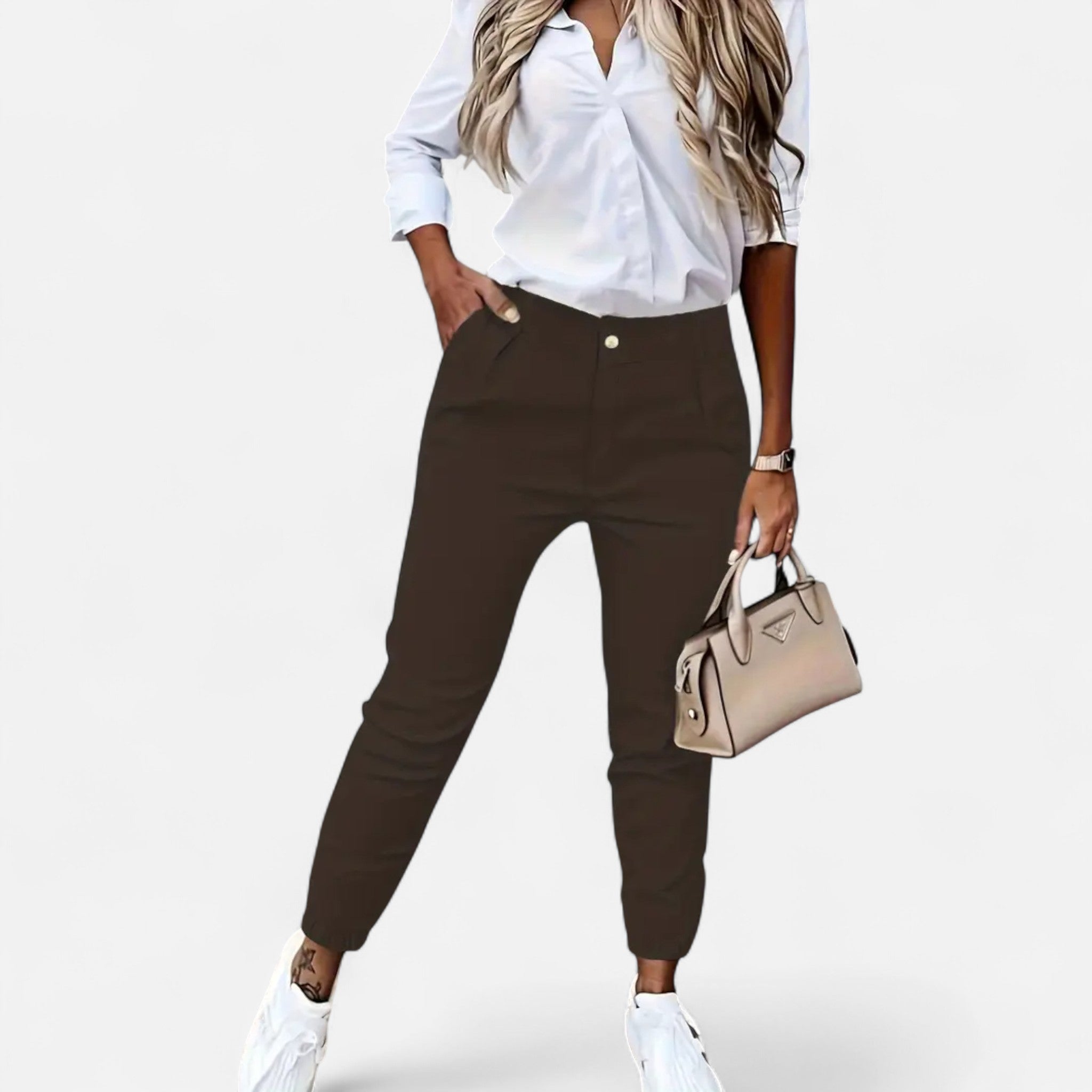 Modero | Pantalon femme taille haute, coupe ajustée