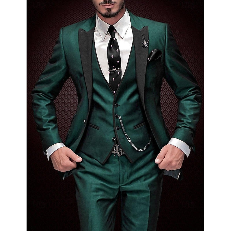 Élégant Costume Trois Pièces Pour Homme À La Coupe Ajustée : Un Costume Raffiné Idéal Pour Les Mariages, Les Occasions Festives Et Les Événements Officiels