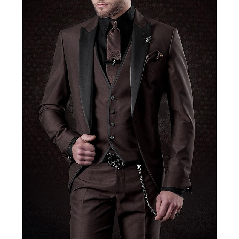 Élégant Costume Trois Pièces Pour Homme À La Coupe Ajustée : Un Costume Raffiné Idéal Pour Les Mariages, Les Occasions Festives Et Les Événements Officiels
