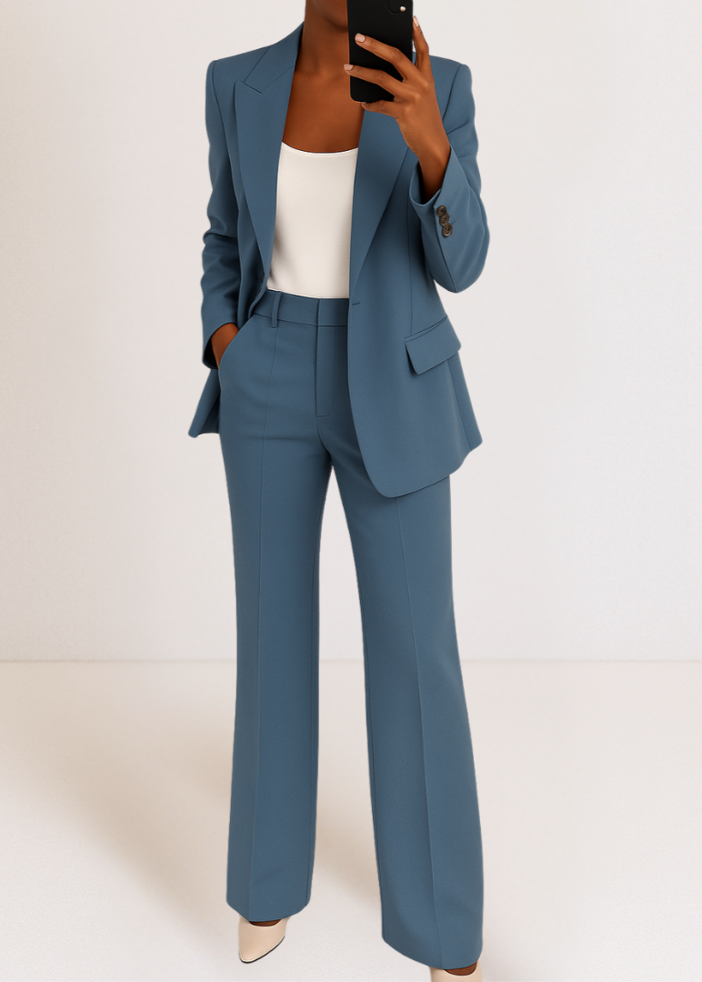 Ensemble Deux Pièces Pour Femme Composé D'un Blazer Et D'un Pantalon De Coupe Ajustée : Une Tenue À La Fois Élégante Et Confortable, Idéale Pour Le Travail, Les Tenues Décontractées De Tous Les Jours Et Les Looks « Smart-casual