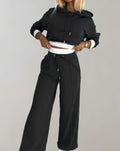 Ensemble Deux Pièces Pour Femme Composé D'un Sweat À Capuche Et D'un Pantalon À Jambes Larges : Une Tenue Décontractée En Coton Mélangé, Confortable, Idéale Pour Le Quotidien Et Les Loisirs