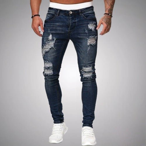 Jean Slim Pour Homme, Extensible Et Avec Des Effets Usés — Un Jean En Denim Confortable Et Résistant, Idéal Pour Un Look Décontracté AU Quotidien