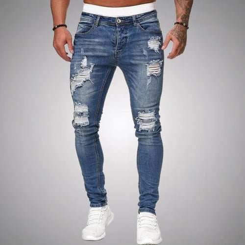 Jean Slim Pour Homme, Extensible Et Avec Des Effets Usés — Un Jean En Denim Confortable Et Résistant, Idéal Pour Un Look Décontracté AU Quotidien