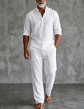 Ensemble Pour Homme Composé D'un T-shirt Henley Et D'un Pantalon Décontracté : Un Ensemble Deux Pièces Léger Et Confortable, Idéal Pour L'été, Les Vacances Et Les Tenues Décontractées De Tous Les Jours